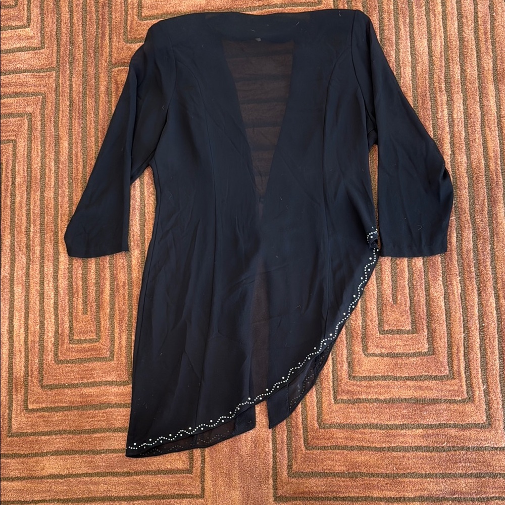 Black Blazer with Embellished Hem - Picture 5 of 8